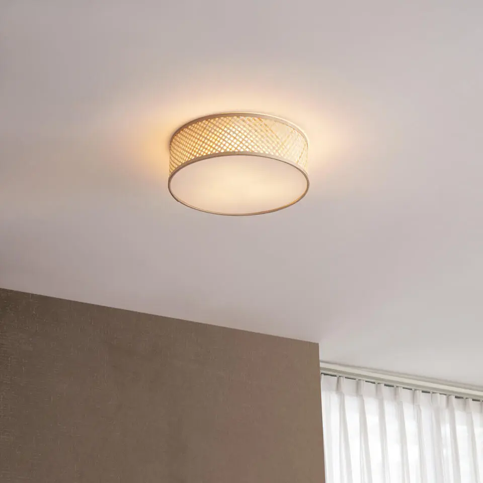 Qazqa plafondlamp tremmo beige e27