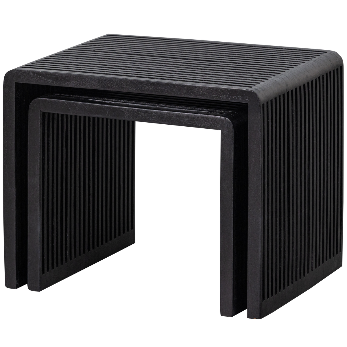WOOOD bijzettafel Willa - Teak - Zwart - 50x45x40 - Set van 2