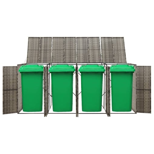 NNEVL Quadruple Wheelie Bin Shed Grey 274x80x117 cm Poly Rattan