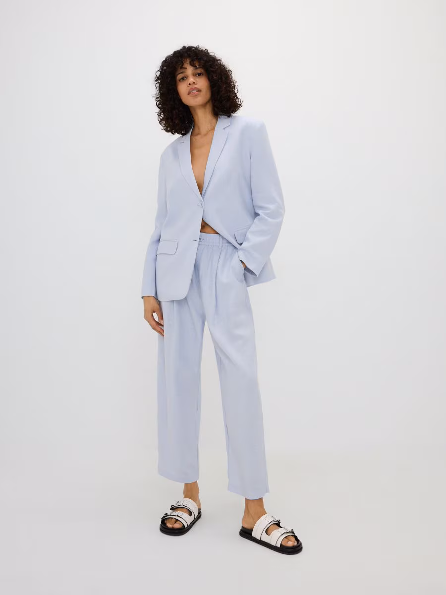 Linen Rich Wide Leg Trousers