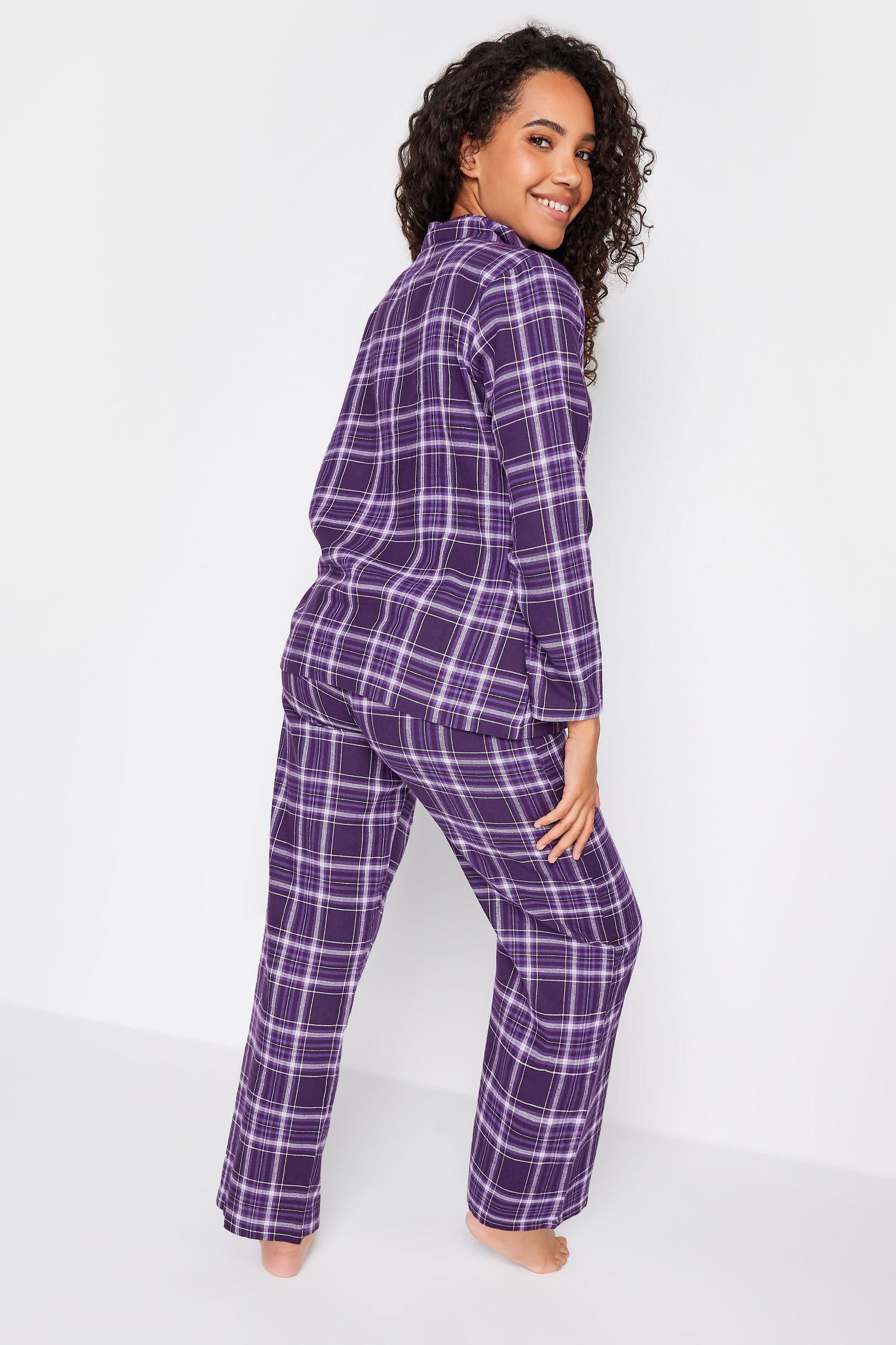 M&Co Brushed Cotton Check Print Long Sleeve Pyjama Set