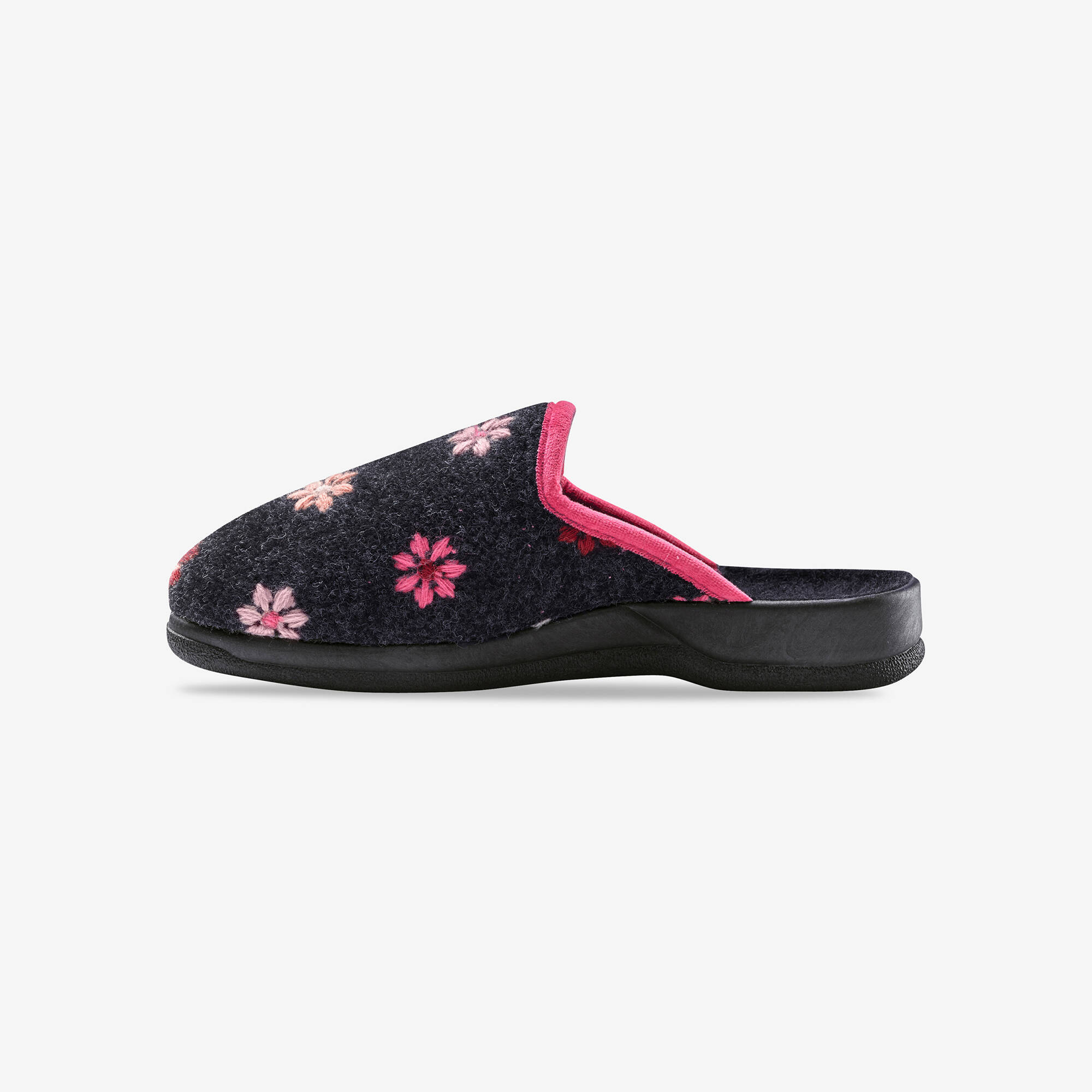 Chaussons mules - brodés fleurs