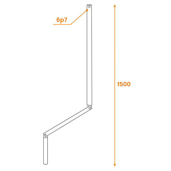 Manivelle, Blanche, Longueur 1500 mm, 6 pans de 7 mm, pour Volet Roulant Manuel