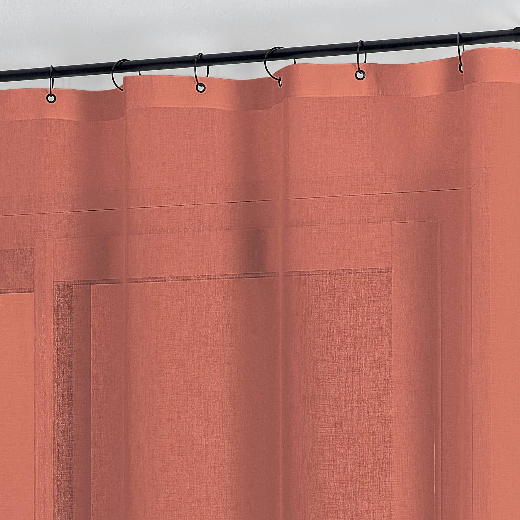- Voilage à anneaux noirs amovibles polyester terracotta 140x240 cm