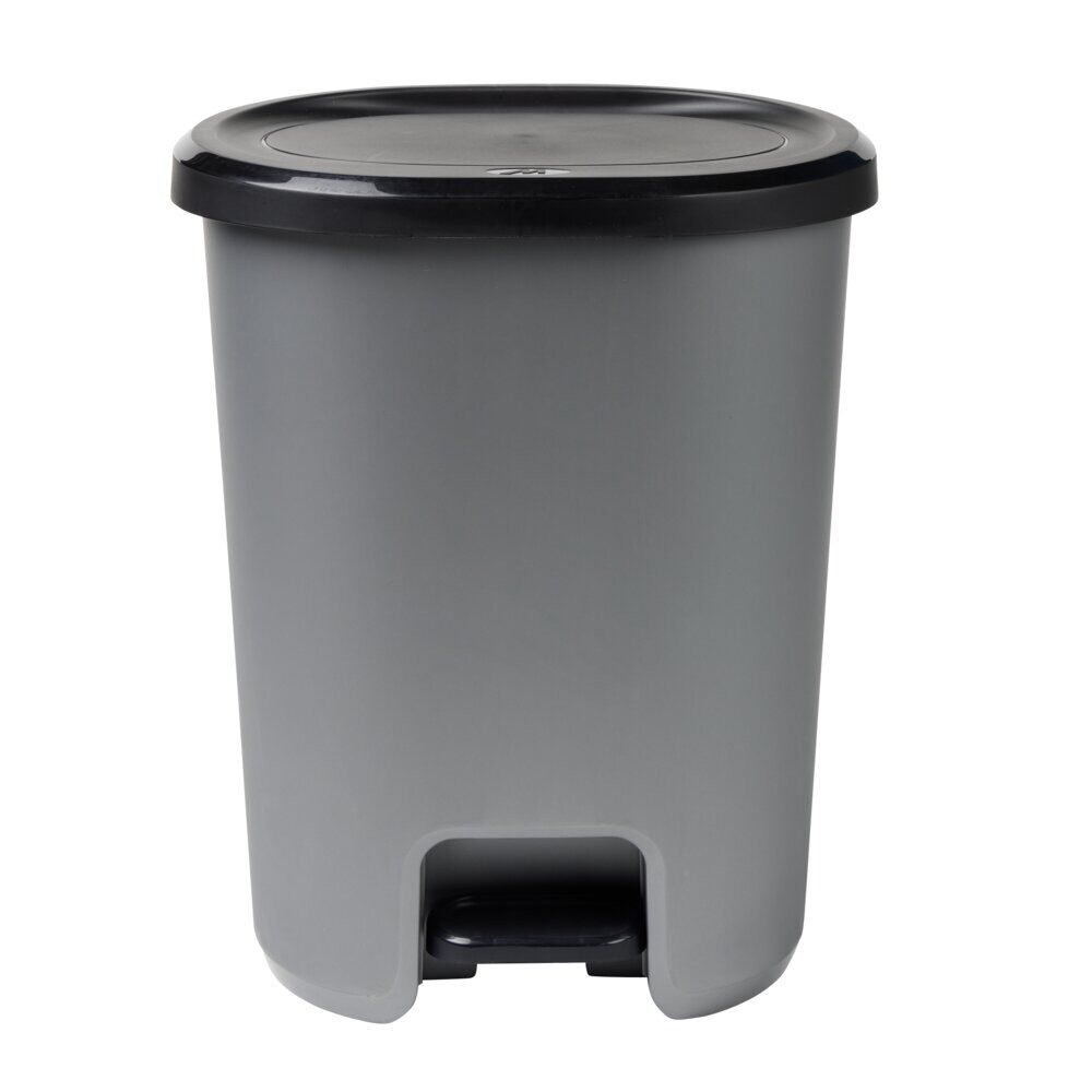 Poubelle à pédale 27L plastique noir et gris clair 37x30xH46cm