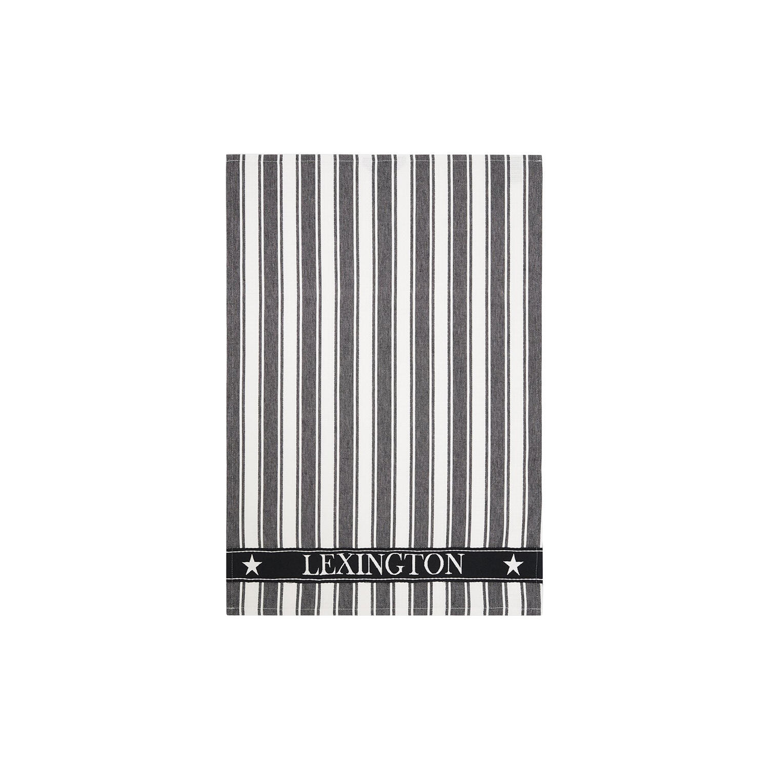Icons Cotton Twill Waffle Striped Kitchen Towel, black/white