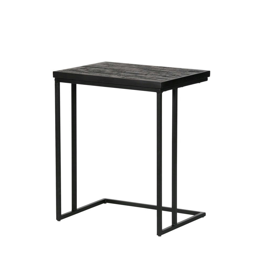 SHARING - Bout de canapé en bois de teck recyclé et métal noir