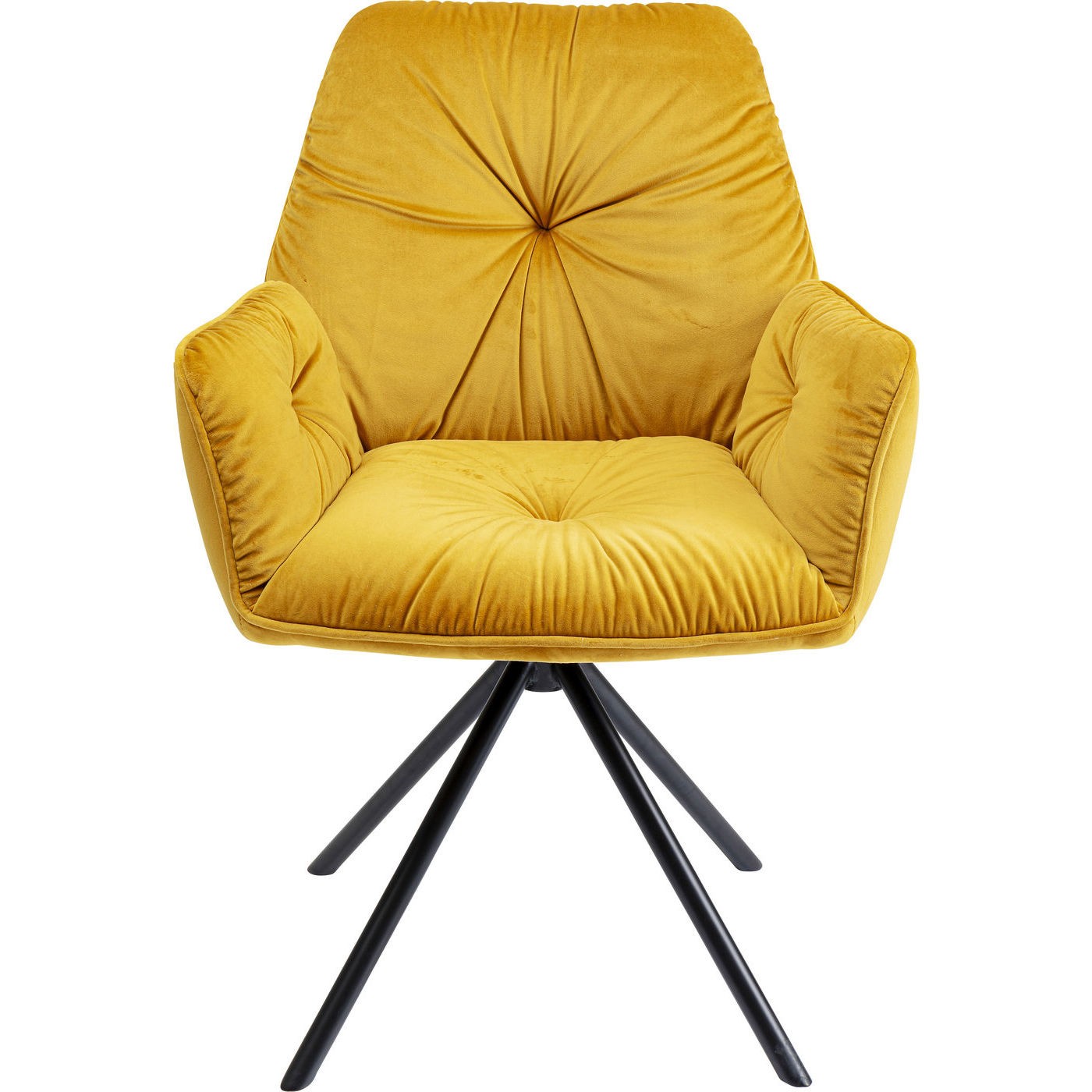 Kare Design Draaistoel met armleuningen Mila geel fluweel