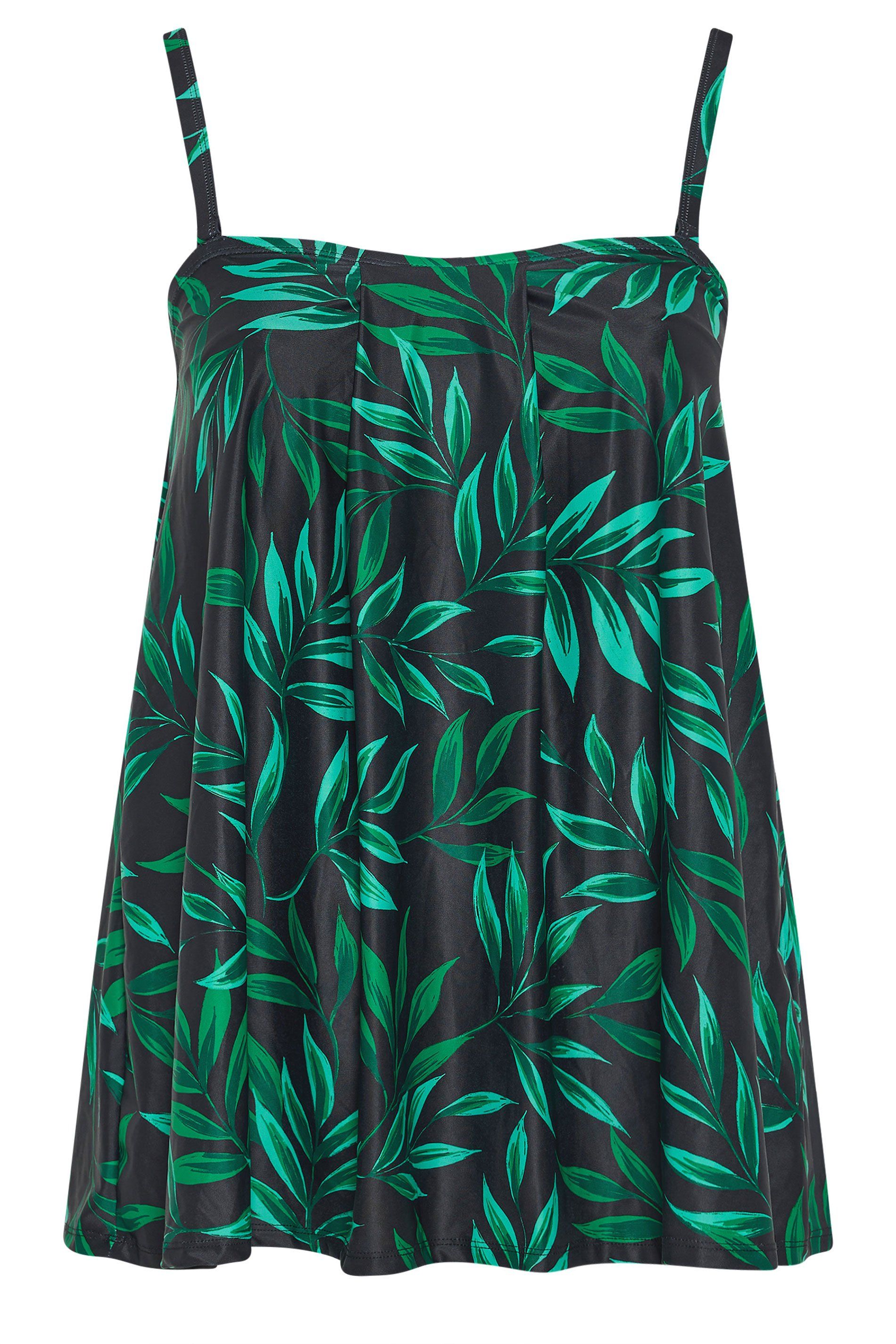 Yours Leaf Print Pleated Tankini Top