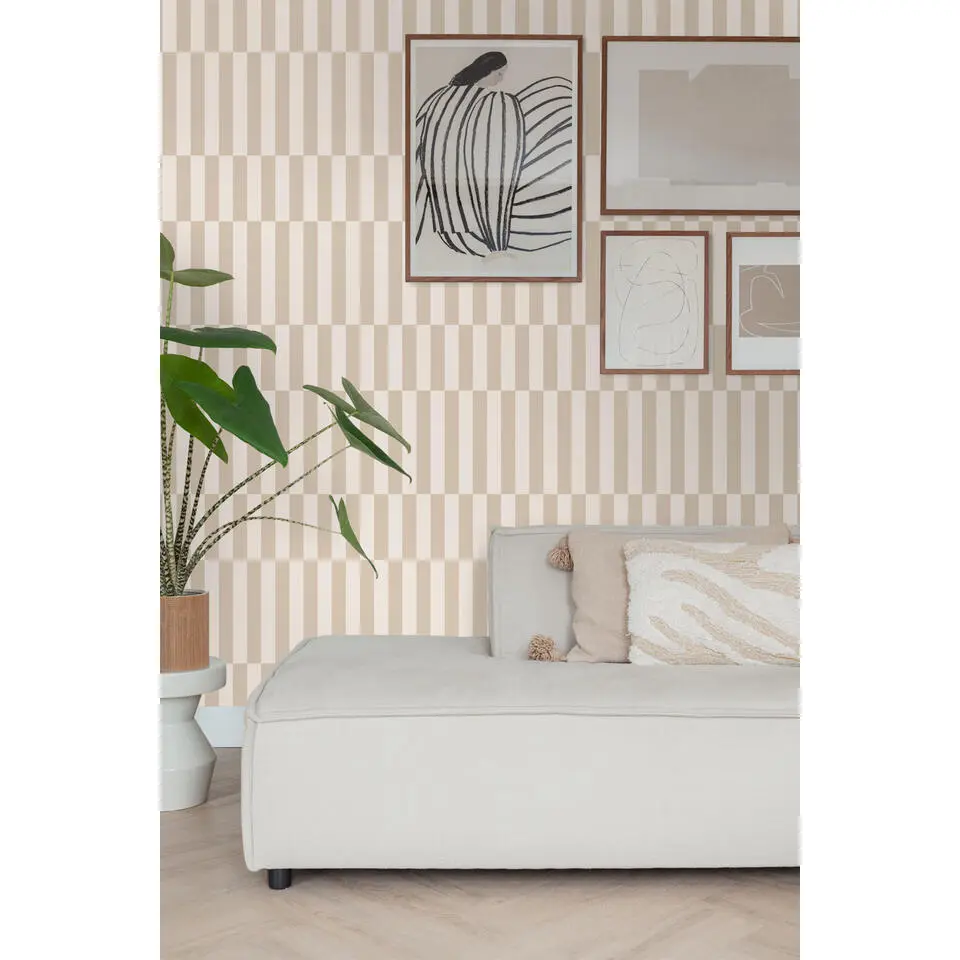 ESTAhome behang strepen beige - 53 cm x 10.05 m