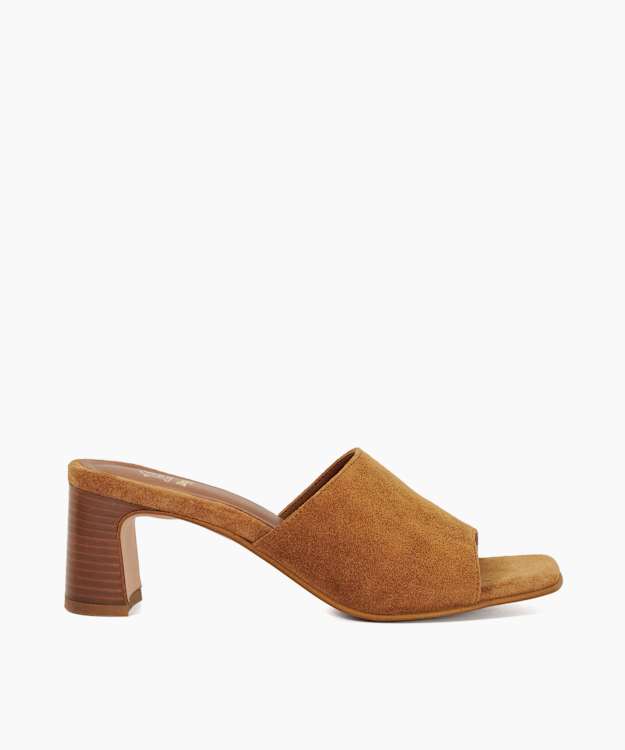 Jule Tan - Suede Open Toe Heel Mules