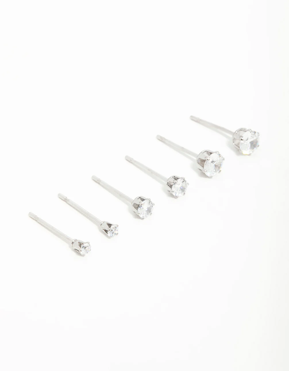 Surgical Steel Cubic Zirconia Stud Earrings 3-Pack