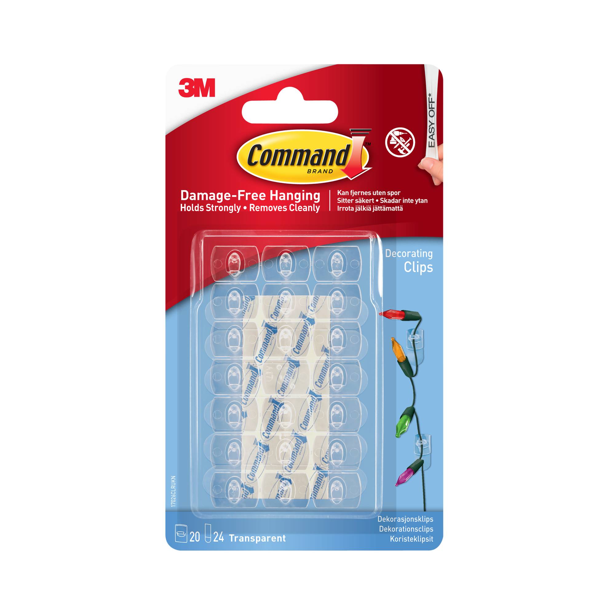 Command Clear Decorating Clips with Clear Strips 20 Pack