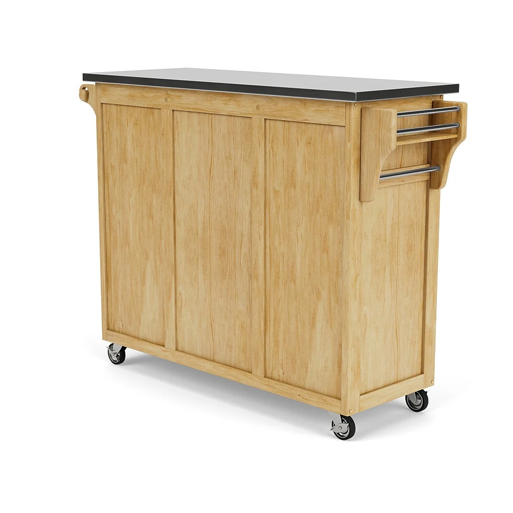 Copper Grove Puff Island Natural Finish Black Granite Top Kitchen Cart