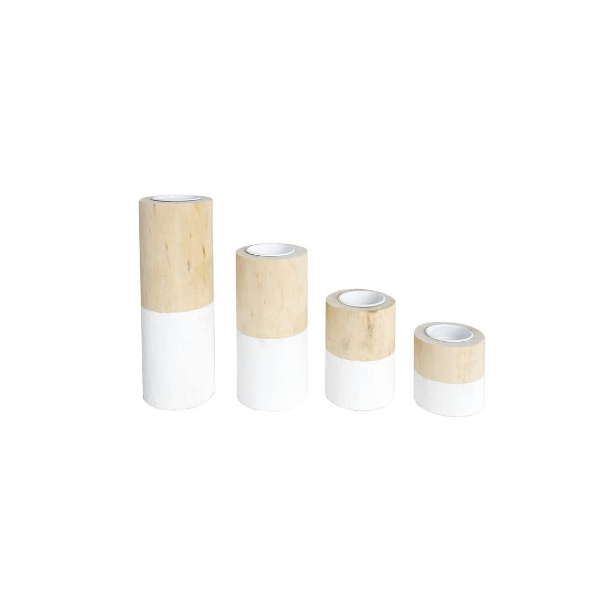 SIMPLICITY - Lot de 4 bougeoirs en bois blanc