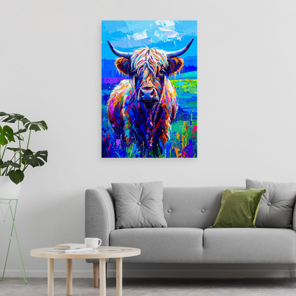 Obraz nowoczesny do salonu, Szkocka Krowa Abstrakcja 20x30