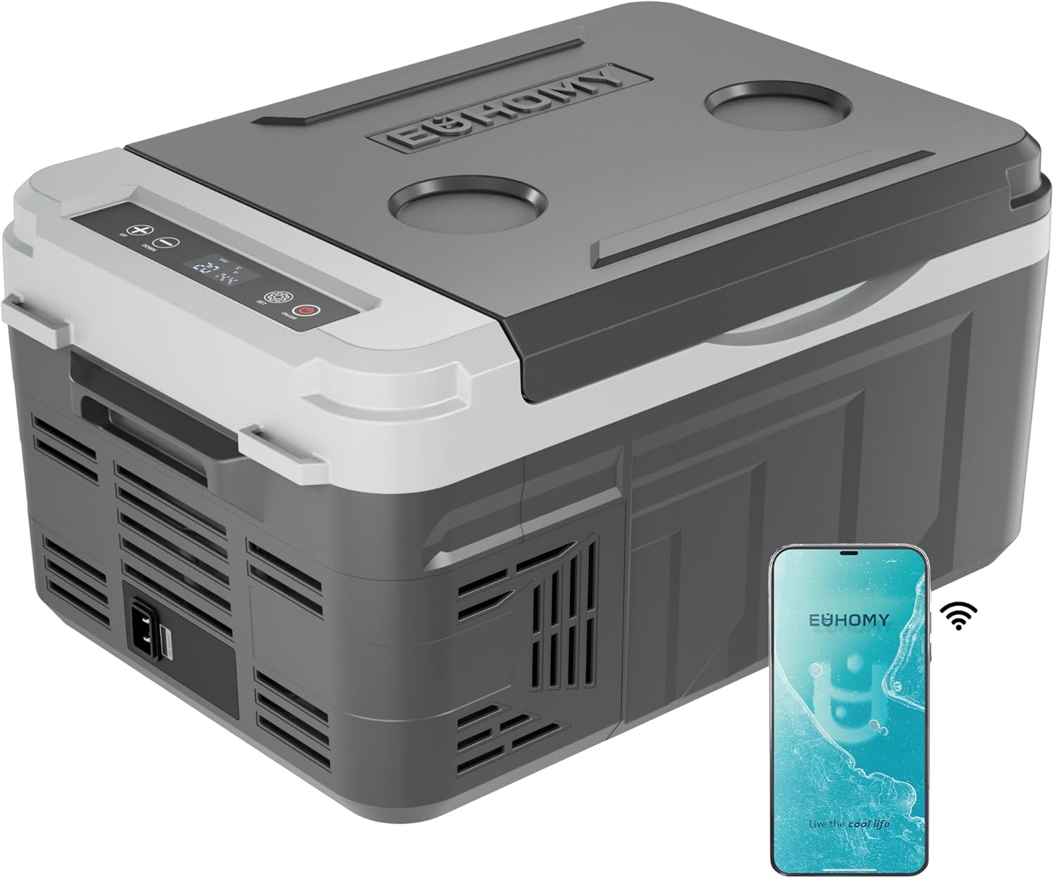 EUHOMY 12 Volt Refrigerator, 11 Quart (10L) Compressor Electric Cooler APP Control, Car Fridge 12/24V DC & 100-240V AC, Car refrigerator -4℉~68℉, Portable Freezer for RV, Camping, Travel