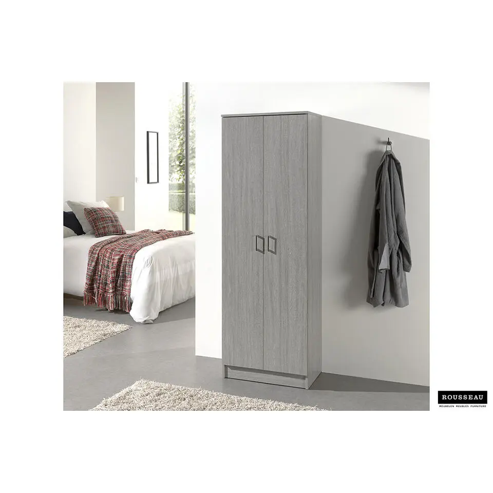 Opbergkast Ray 60cm met 2 deuren en 4 legplanken - grijze eik