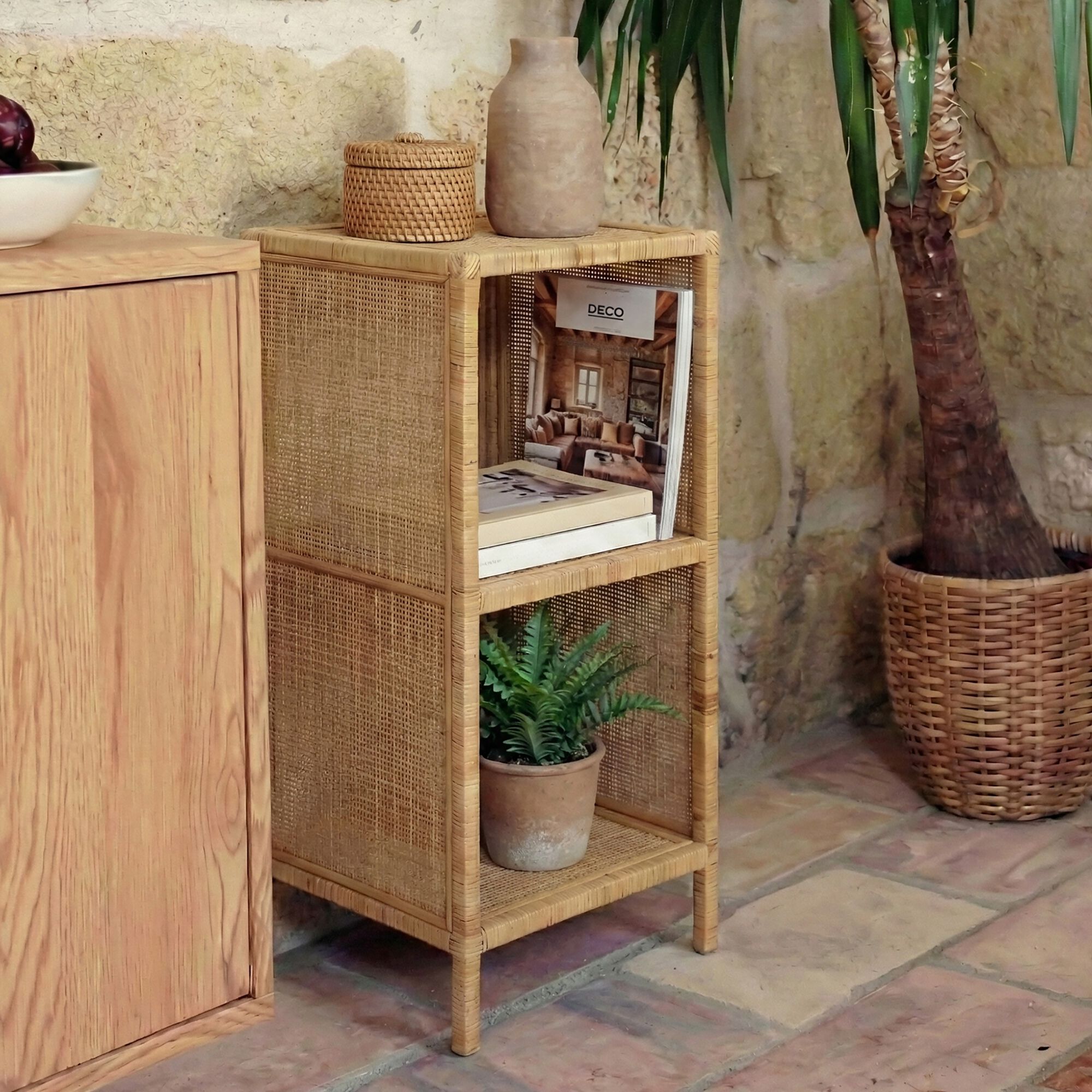 PAIO - Étagère 2 cases en rotin - naturel