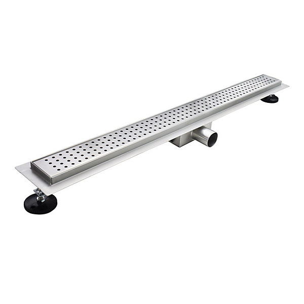 Caniveau de douche HOXY motif en pointillé L.120 cm anti-odeurs, filtre, drainage performant - SANIVERRE