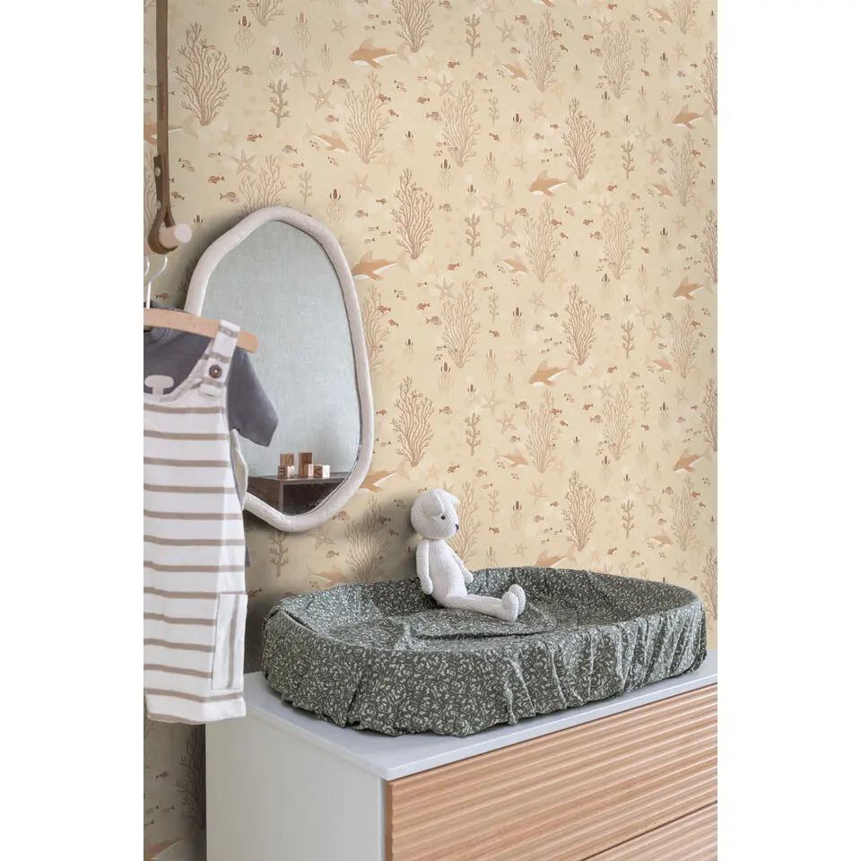 ESTAhome behang onderwaterwereld warm beige - 50 x 900 cm