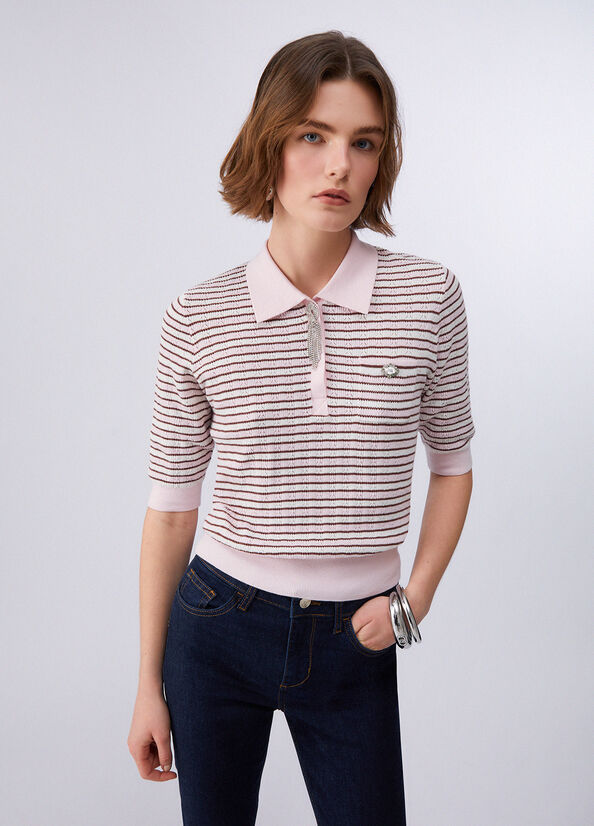Maglia a righe con dettagli gioiello