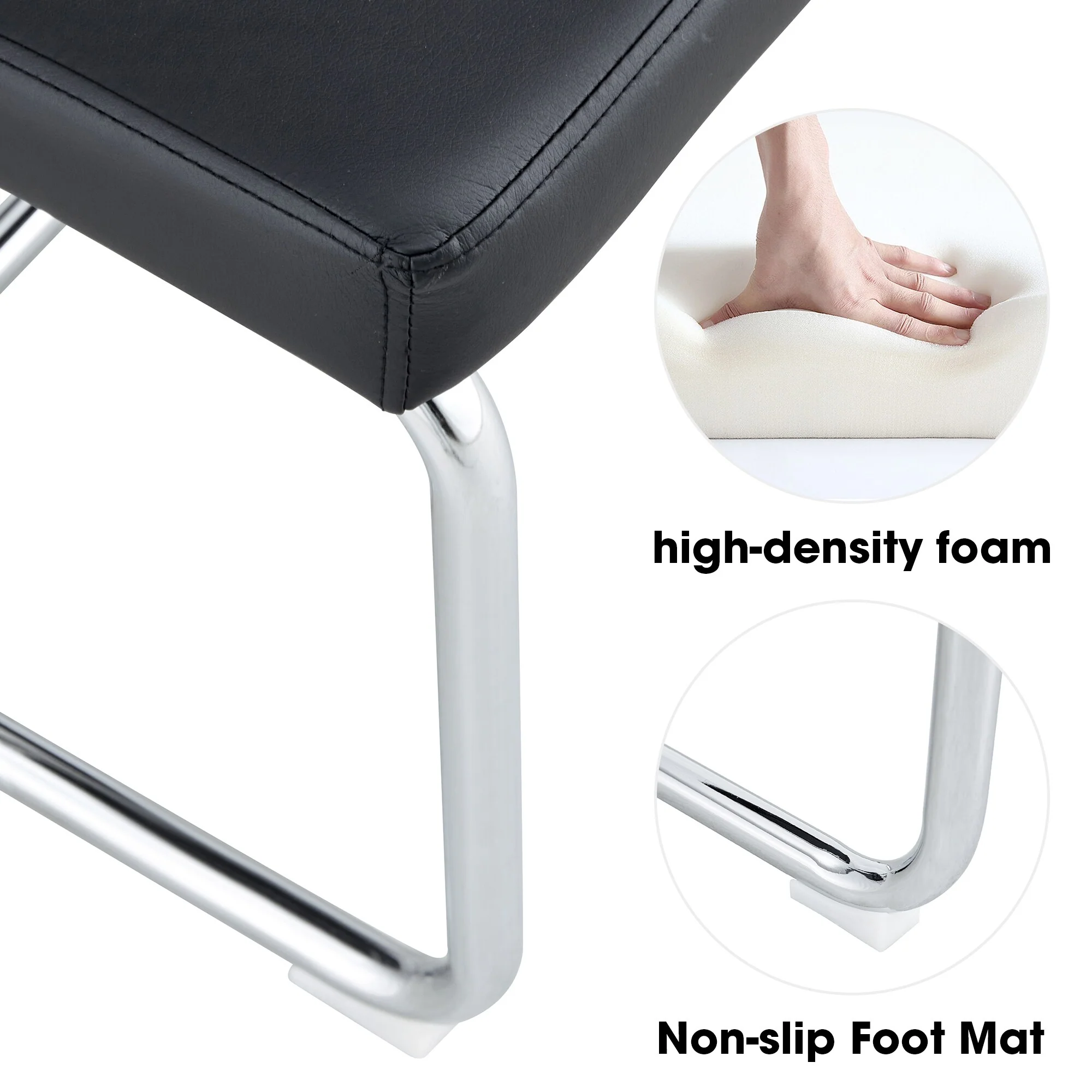 Stainless Steel Bench in Faux Leather for Entryway, Bedroom, Dining Bench, Kitchen Seat Dining, Easy to Assembled, 51.6, Black