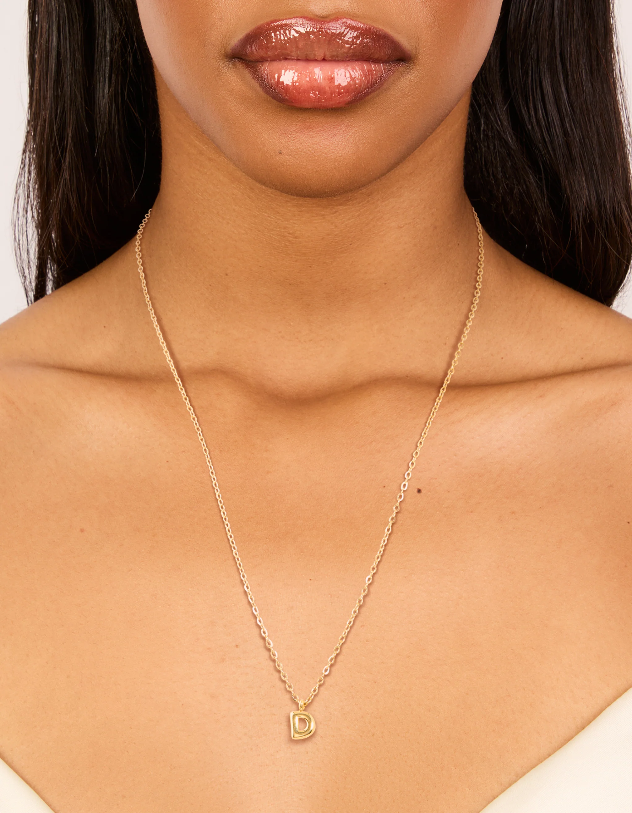 Waterproof Gold Plated Stainless Steel Mini Bubble Letter D Necklace