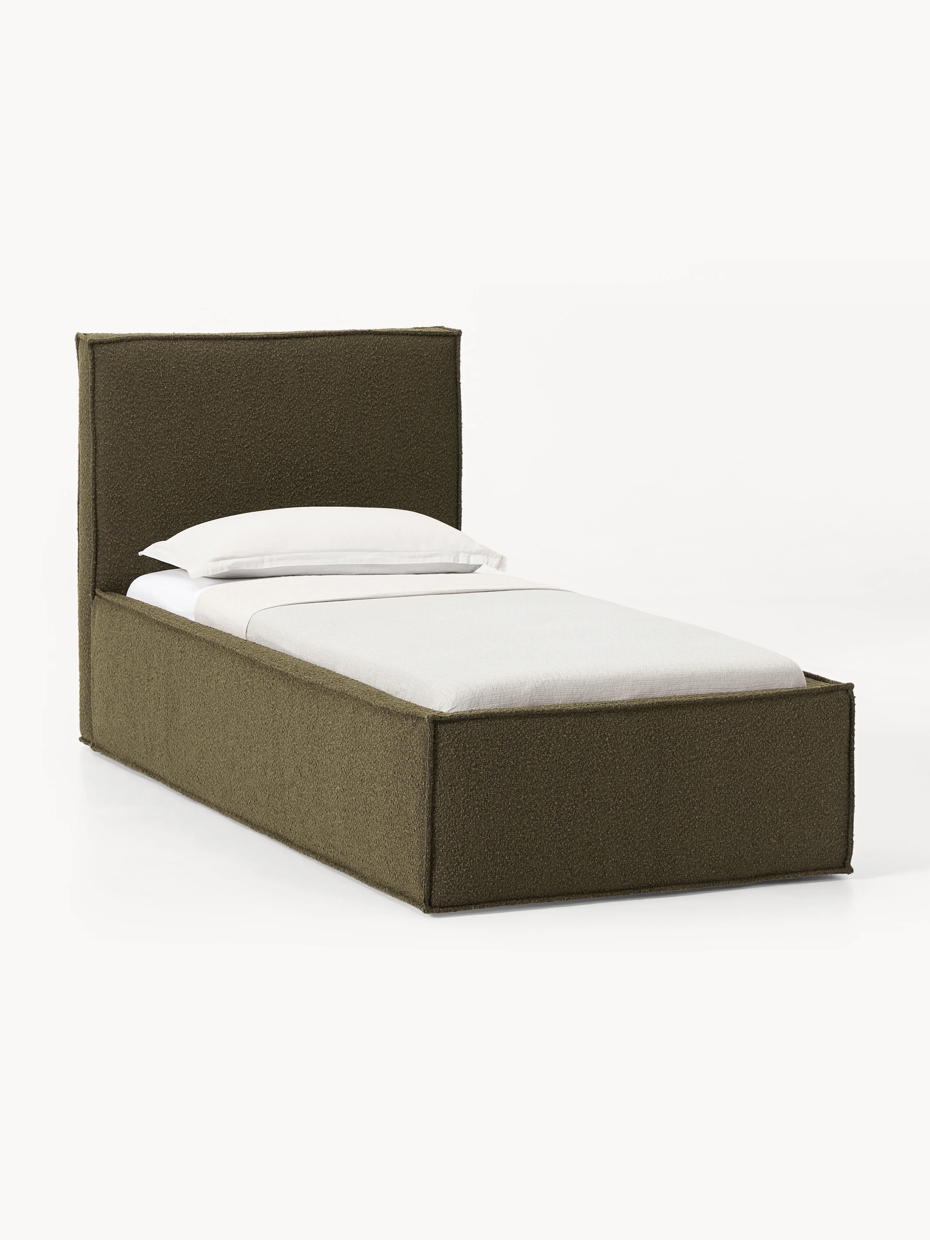 Bouclé-Einzelbett Dream mit Stauraum