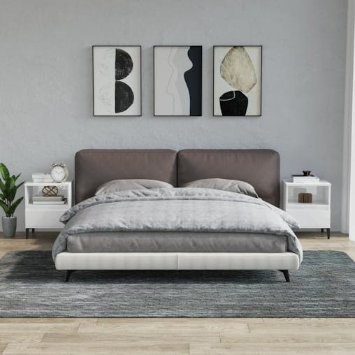 NNEVL Bedside Cabinets 2 pcs High Gloss White 40x35x50 cm