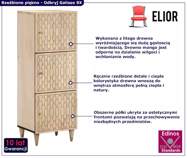 Wysoka wąska szafka w stylu rustykalnym - Zero