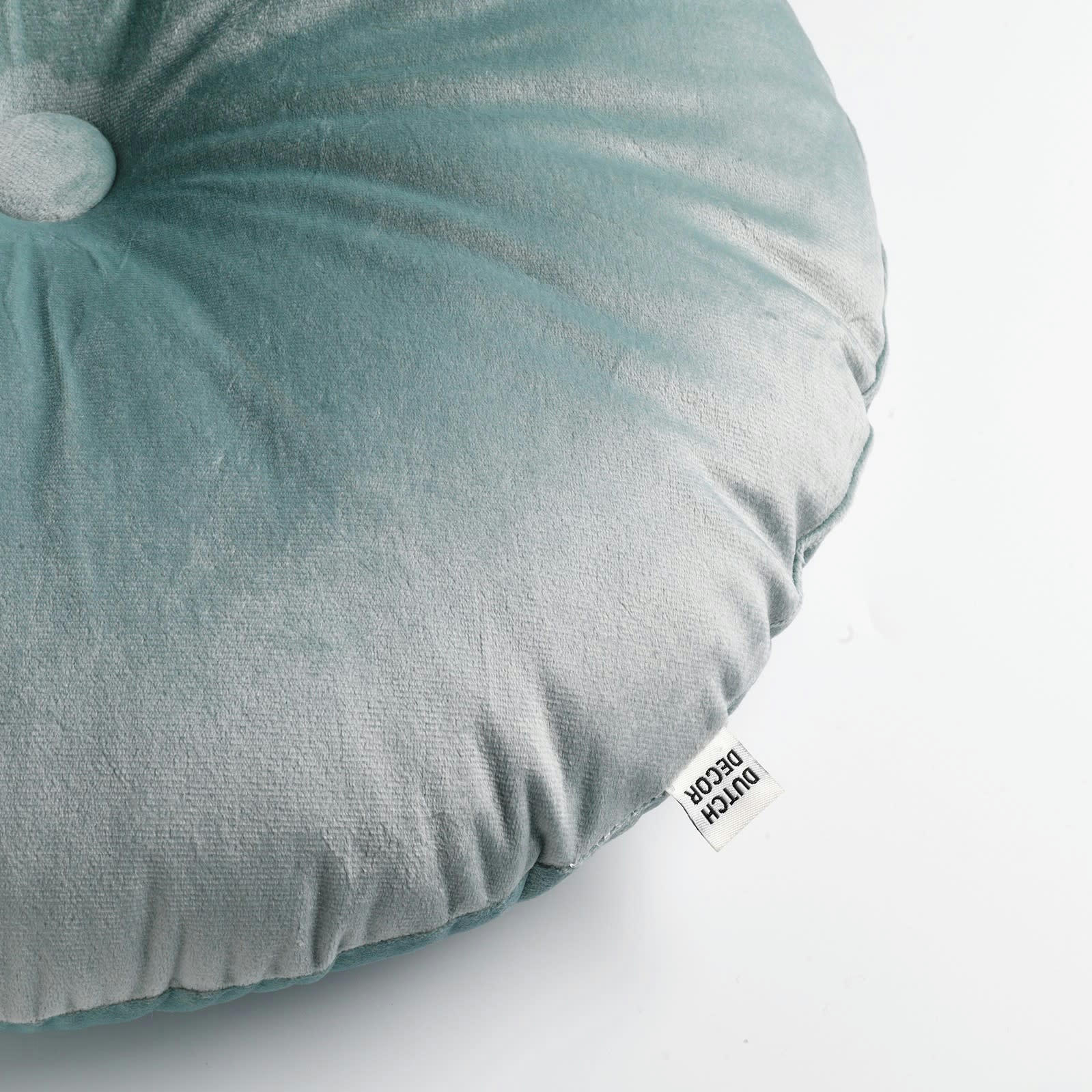 OLLY - Coussin rond vert en velours 40 cm uni