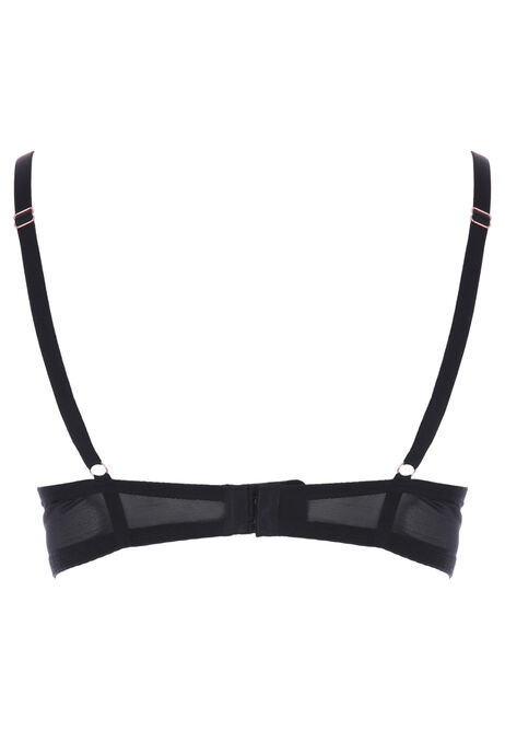 Womens Black Lily Lace Balcony Bra (B-DD)