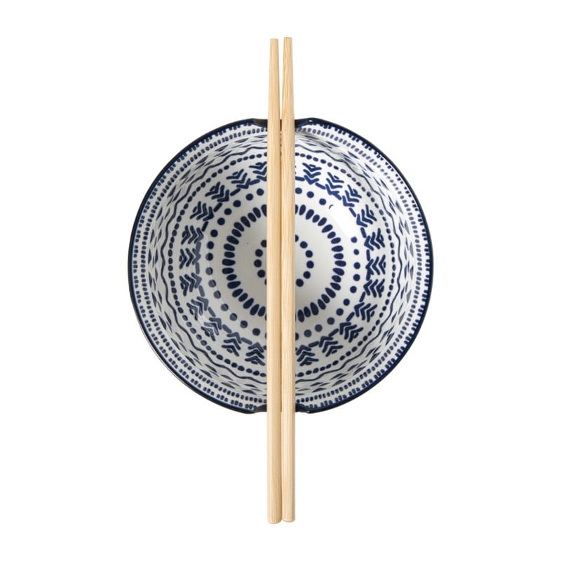 Schaaltje met eetstokjes Axel - groen/blauw - &Oslash;15x9 cm