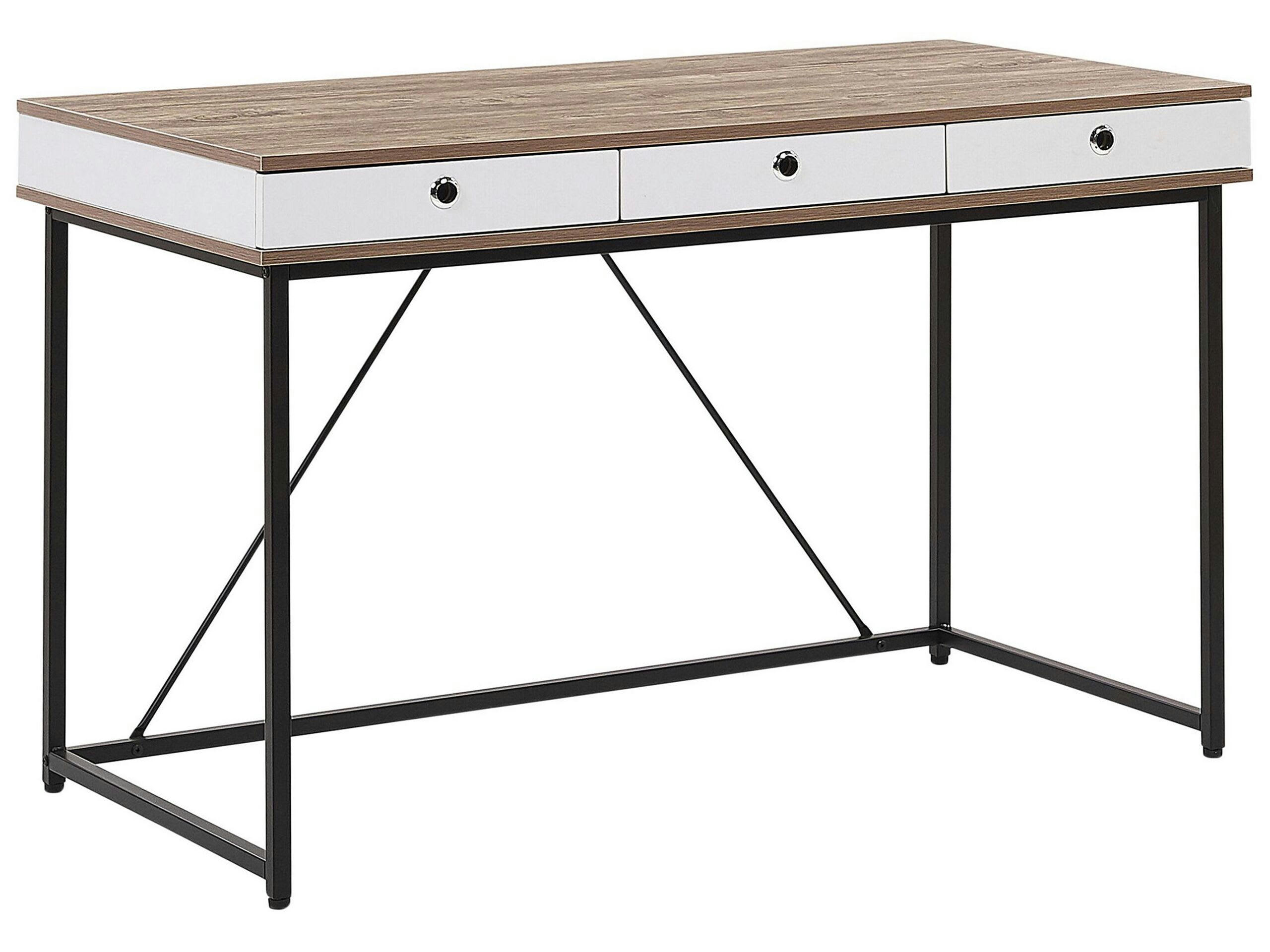 HINTON - Bureau effet bois clair et blanc 120 x 60 cm