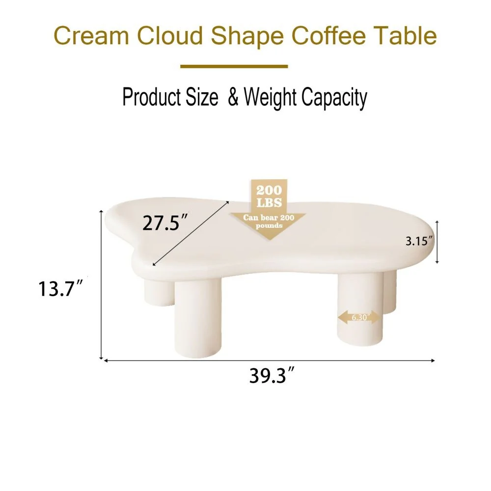 40 Inch Modern Cloud Shaped Coffee Table