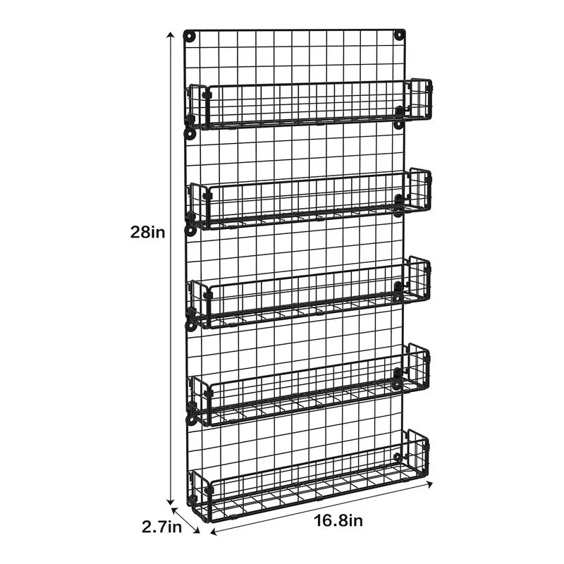 Spice Rack Organizer, 5-Tier Wall Spice Rack - 2.55D x 17W x 29H