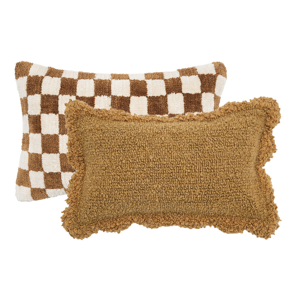 by fonQ Teddies Sierkussen - Set van 2 - Donkerbruin