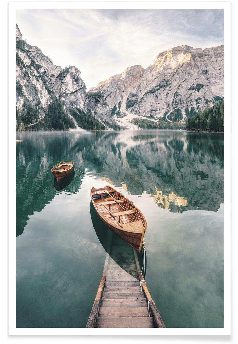 DOLOMITES - Affiche bleu & vert