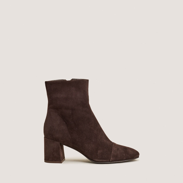 Bottines à talonsen velours marron foncé | DONIAMA