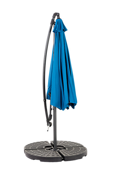 Parasol déporté double face 451 cm en acier bleu foncé avec manivelle