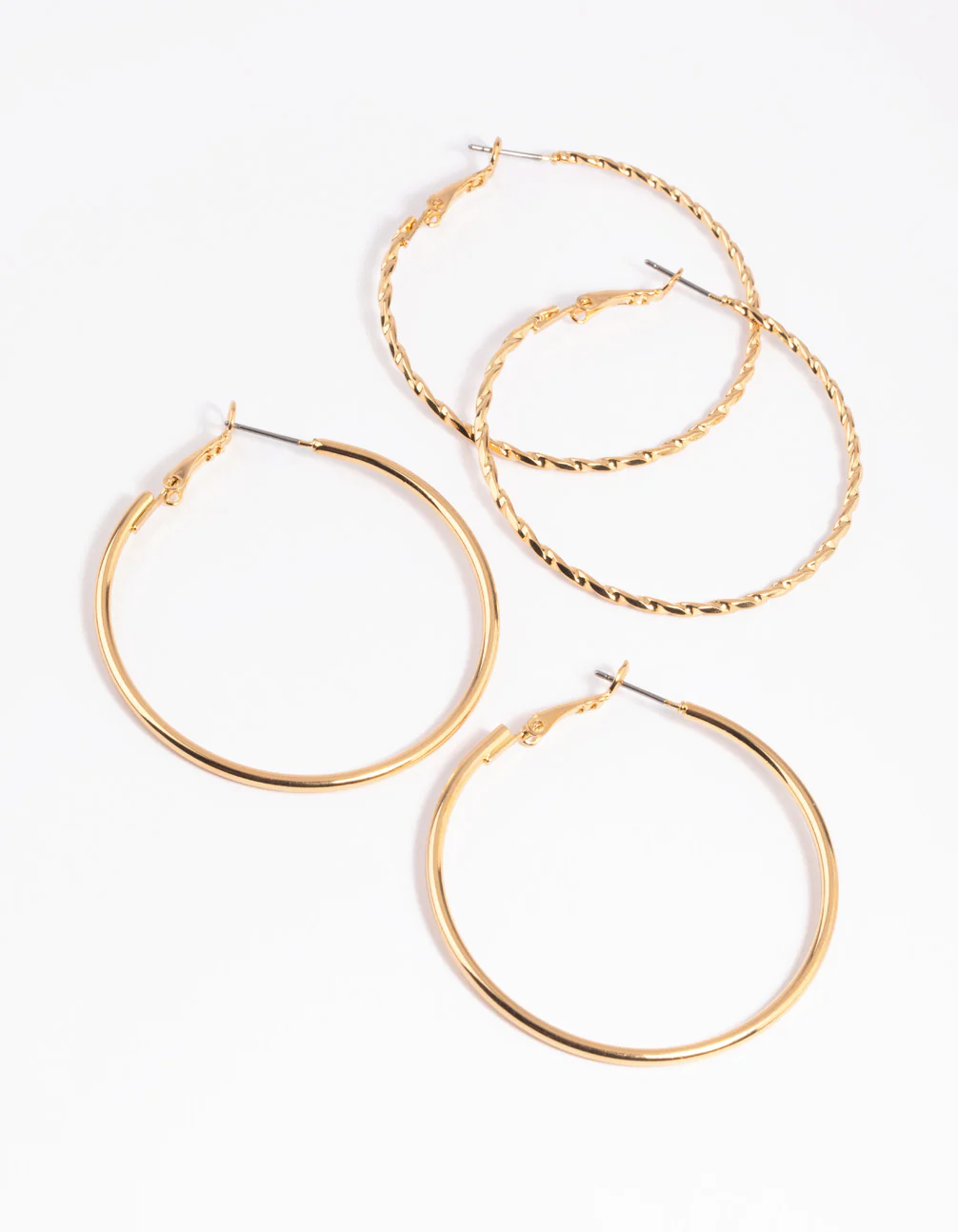 Gold Twisted Hoop Earring Set