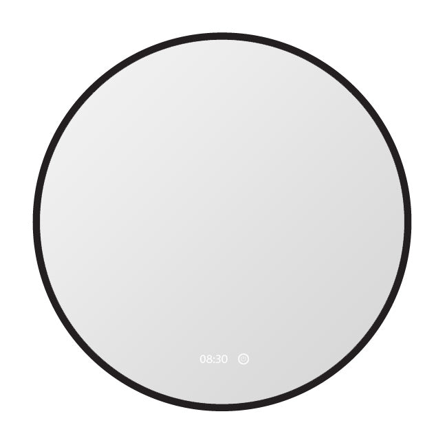 Vtw Living - Badkamerspiegel Rond 80 cm Zwart Spiegel met Verlichting