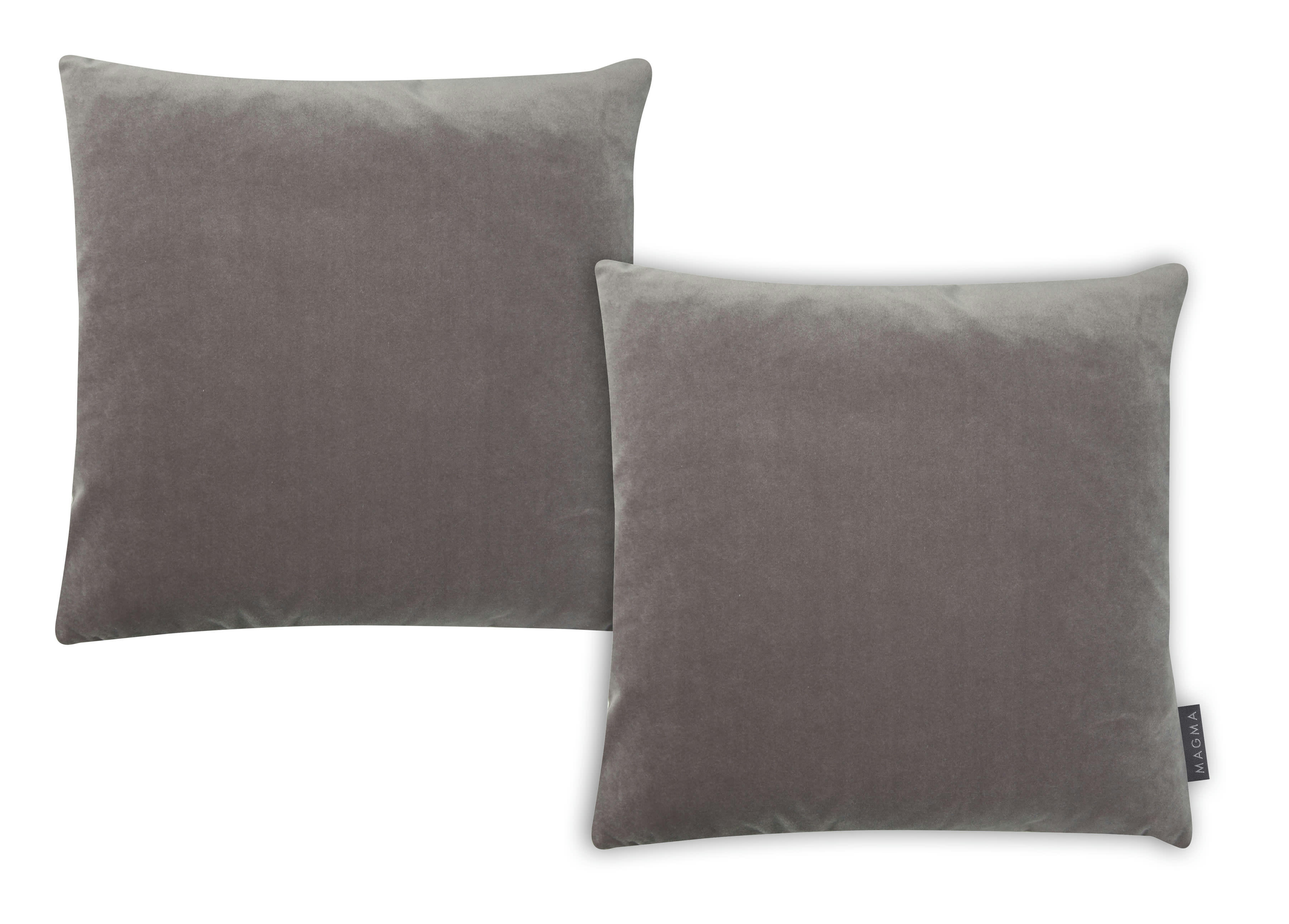 SAMT UNI - Housses de coussin velours bicolore gris- Lot de 2- 40x40