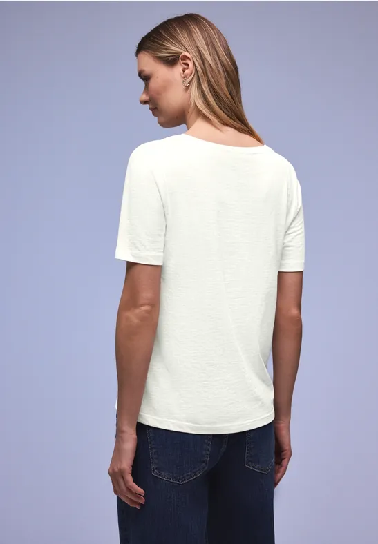 Basic T-Shirt mit gerundetem V-Neck