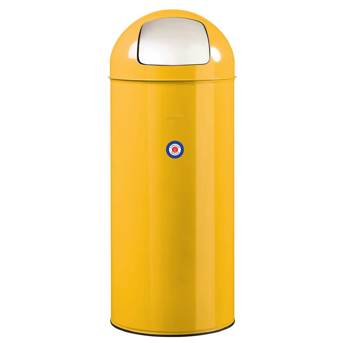 VINTAGE - Poubelle à trappe 45L en Métal Jaune moutarde