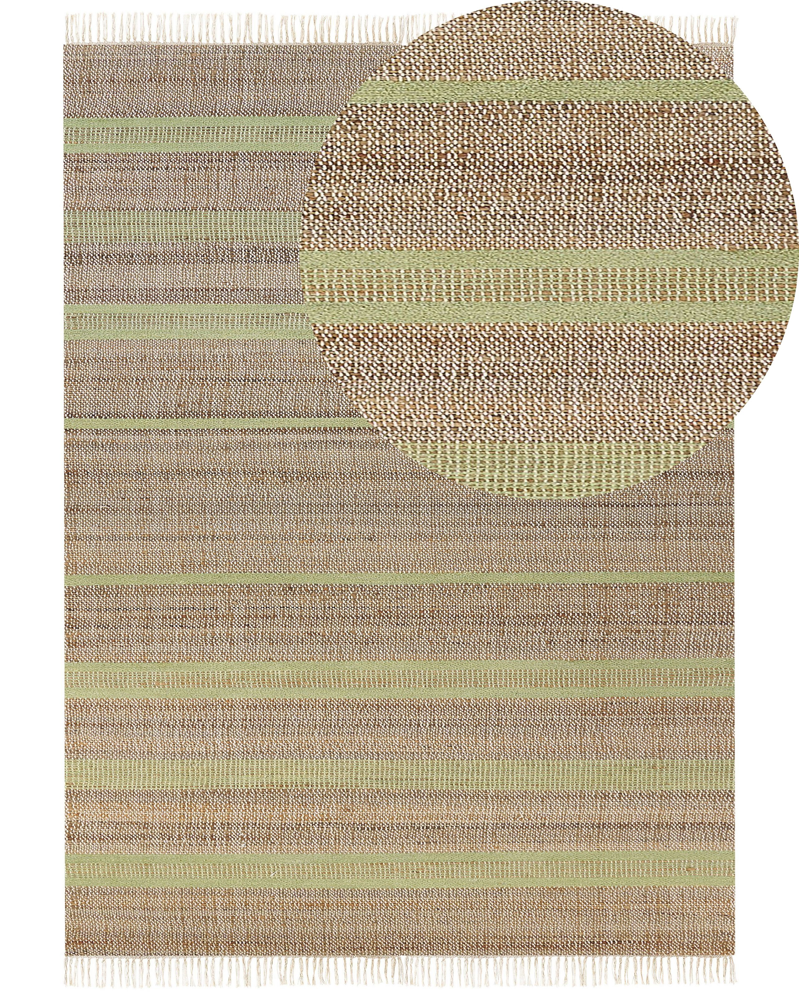 Dywan 160x230 cm z juty beżowo-zielony