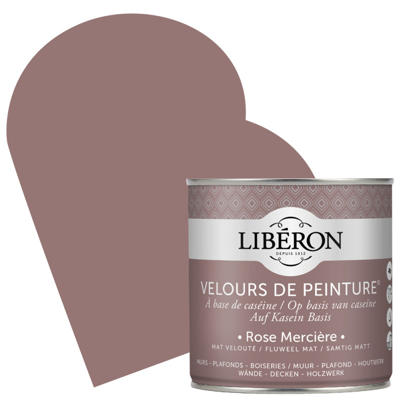 Peinture pour murs Velours de Peinture rose mercière mat 0,5 L LIBERON