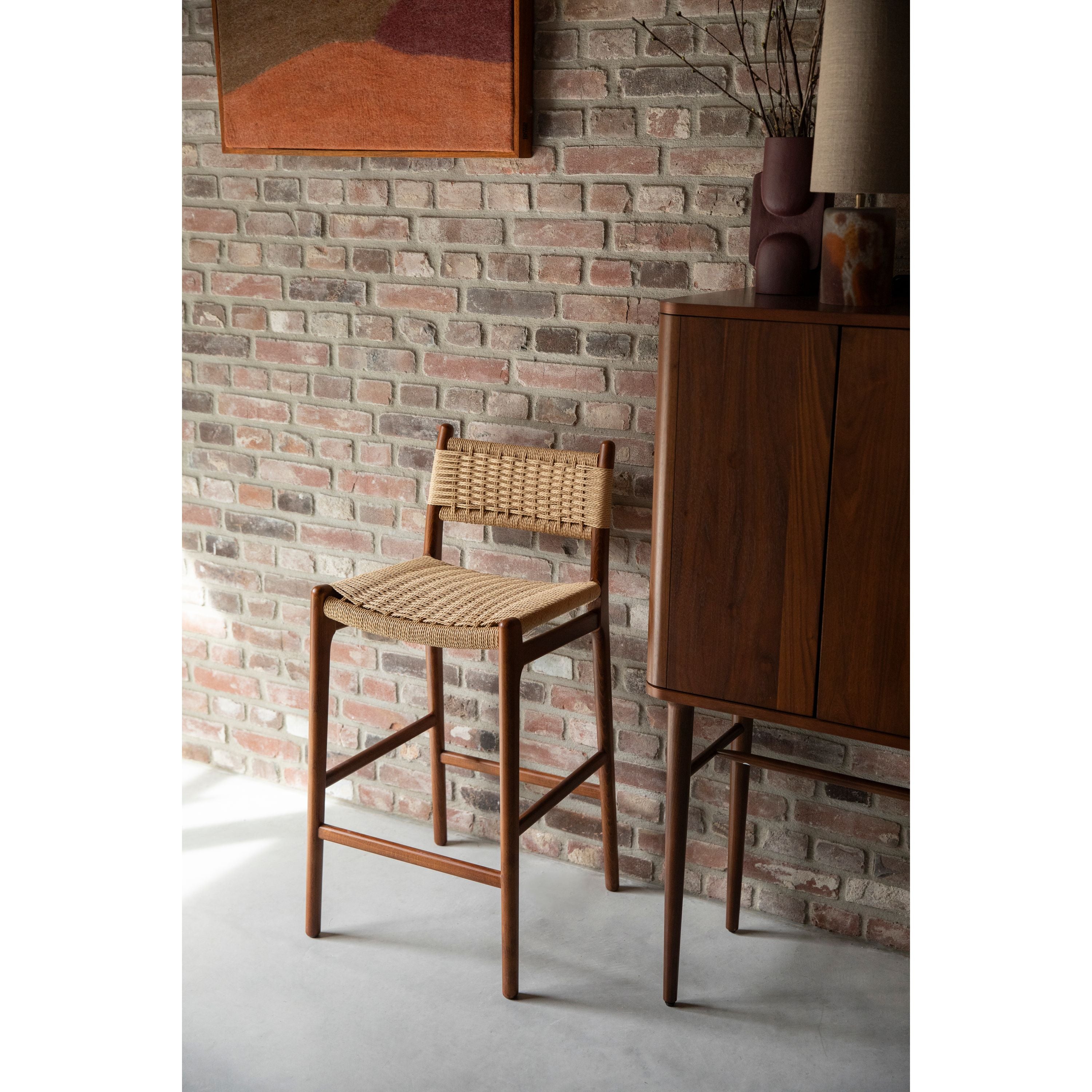 Dutchbone Cecile Barkruk rugleuning 67,5 cm Walnoot kleur - Bruin