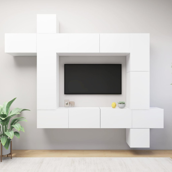 VidaXL Zestaw szafek TV BiałyMateriał drewnopochodny
